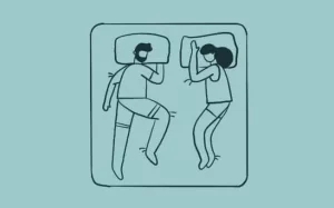 illustration of Cliffhanger couple sleeping position 