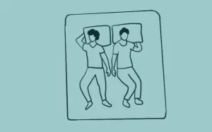 illustration of Paper Dolls couple sleeping position