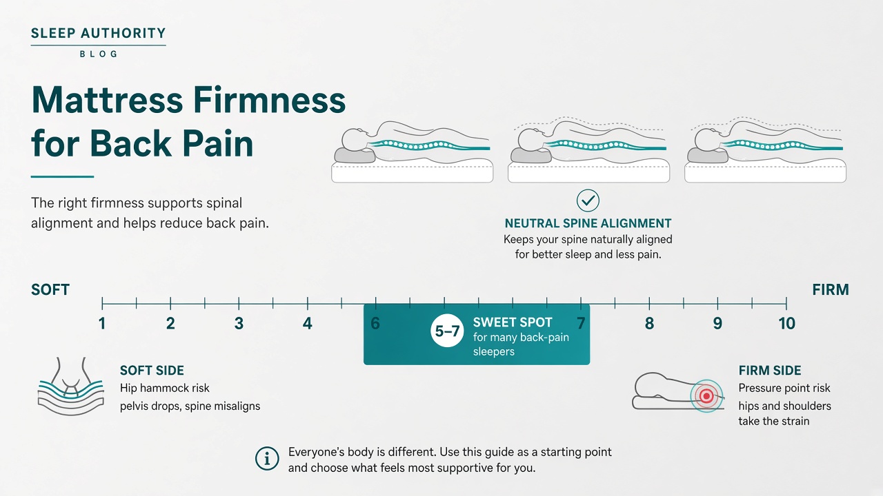 Mattress firmness sweet spot infographic for back pain