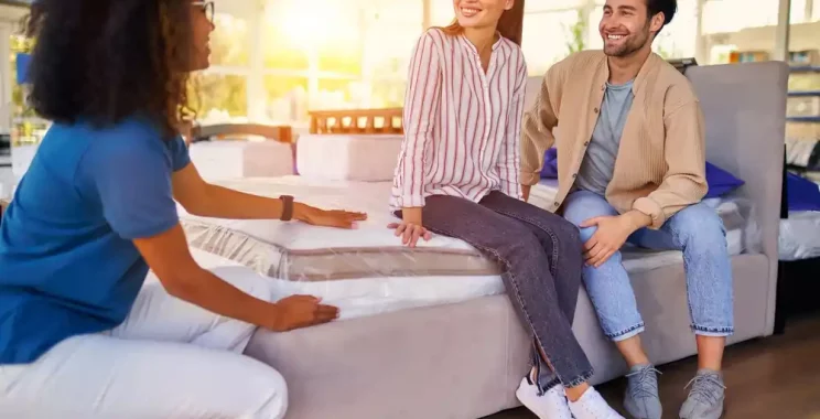 Couple buying a mattress